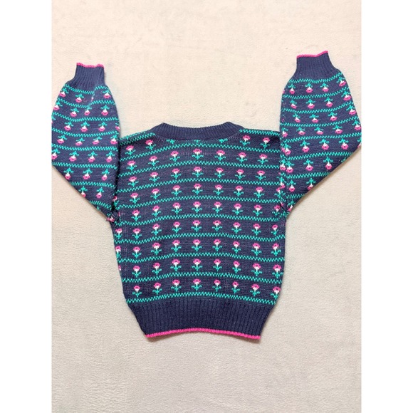 KOHANA Kids Size 4 Navy Floral Print Cottagecore Cardigan Sweater - Picture 6 of 7